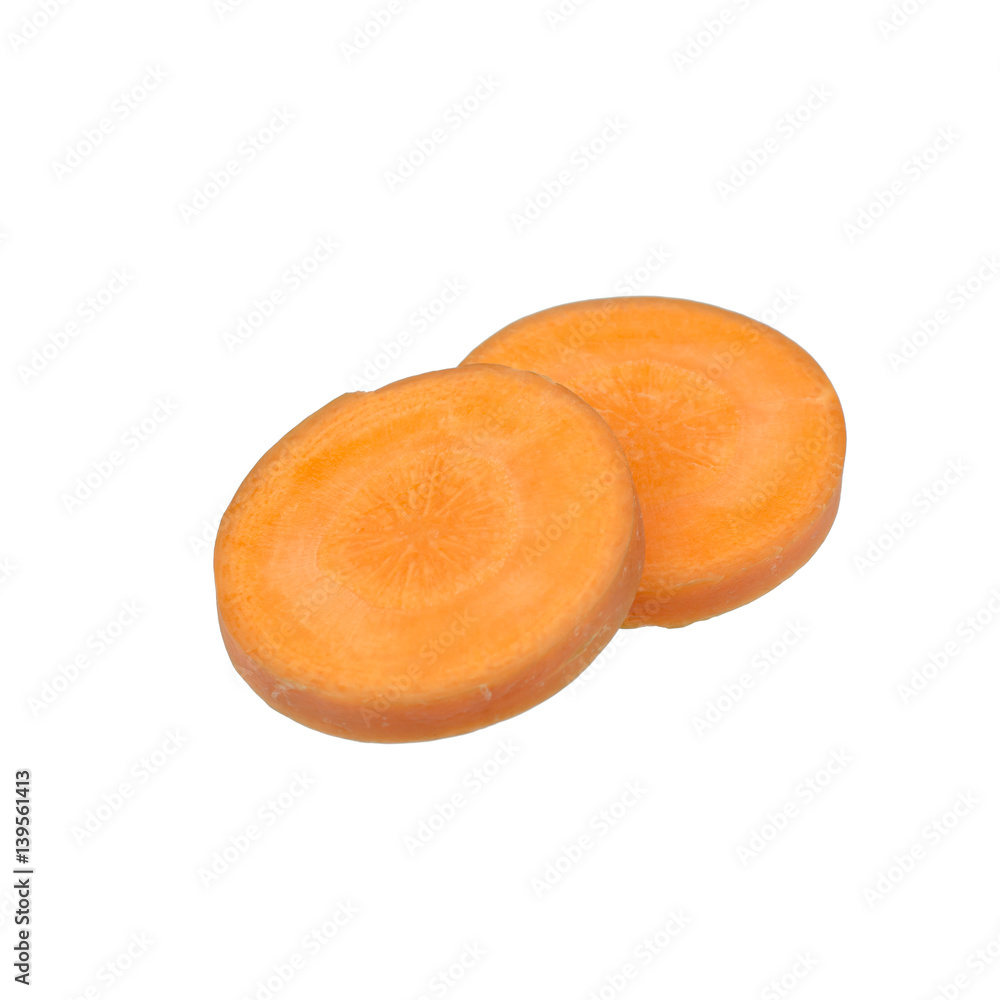 Chopped carrot slices isolated on white background Chopped carrot slices isolated on white background