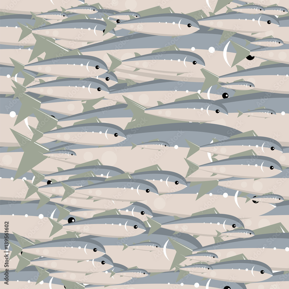 Seamless pattern of fish. Vector illustration of a design for wallpaper or textile industry.