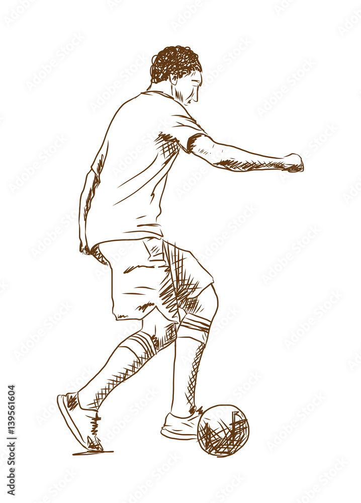 Three boys playing football vector illustration sketch doodle hand drawn  with black lines isolated on white background Stock Vector | Adobe Stock