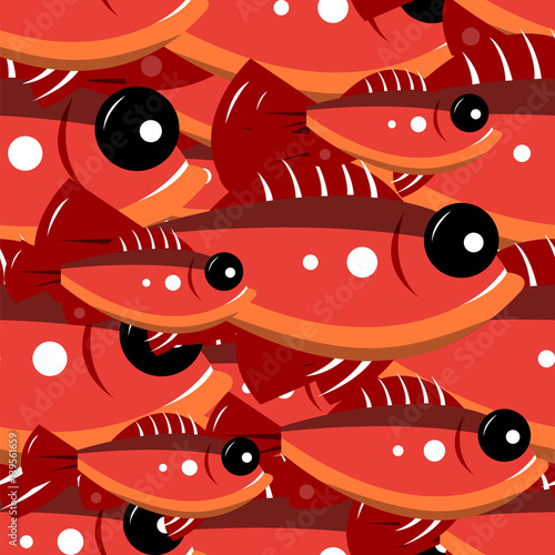 Seamless pattern of fish. Vector illustration of a design for wallpaper or textile industry.