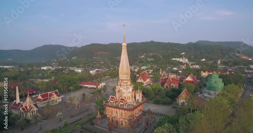 Wallpaper Mural Wraparound Aerial Drone Shot of Buddhist Temple in Phuket Thailand
 Torontodigital.ca