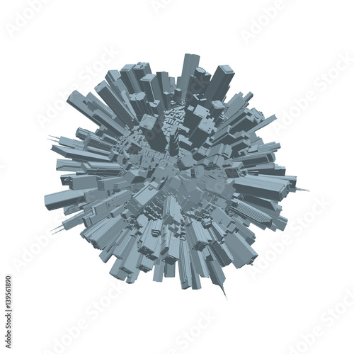 3d city sphere. 3d Vector illustration.