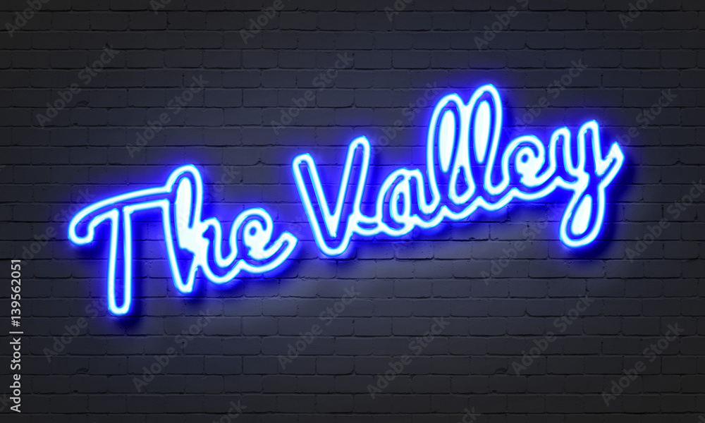 The Valley neon sign on brick wall background. The Valley neon sign on brick wall background.