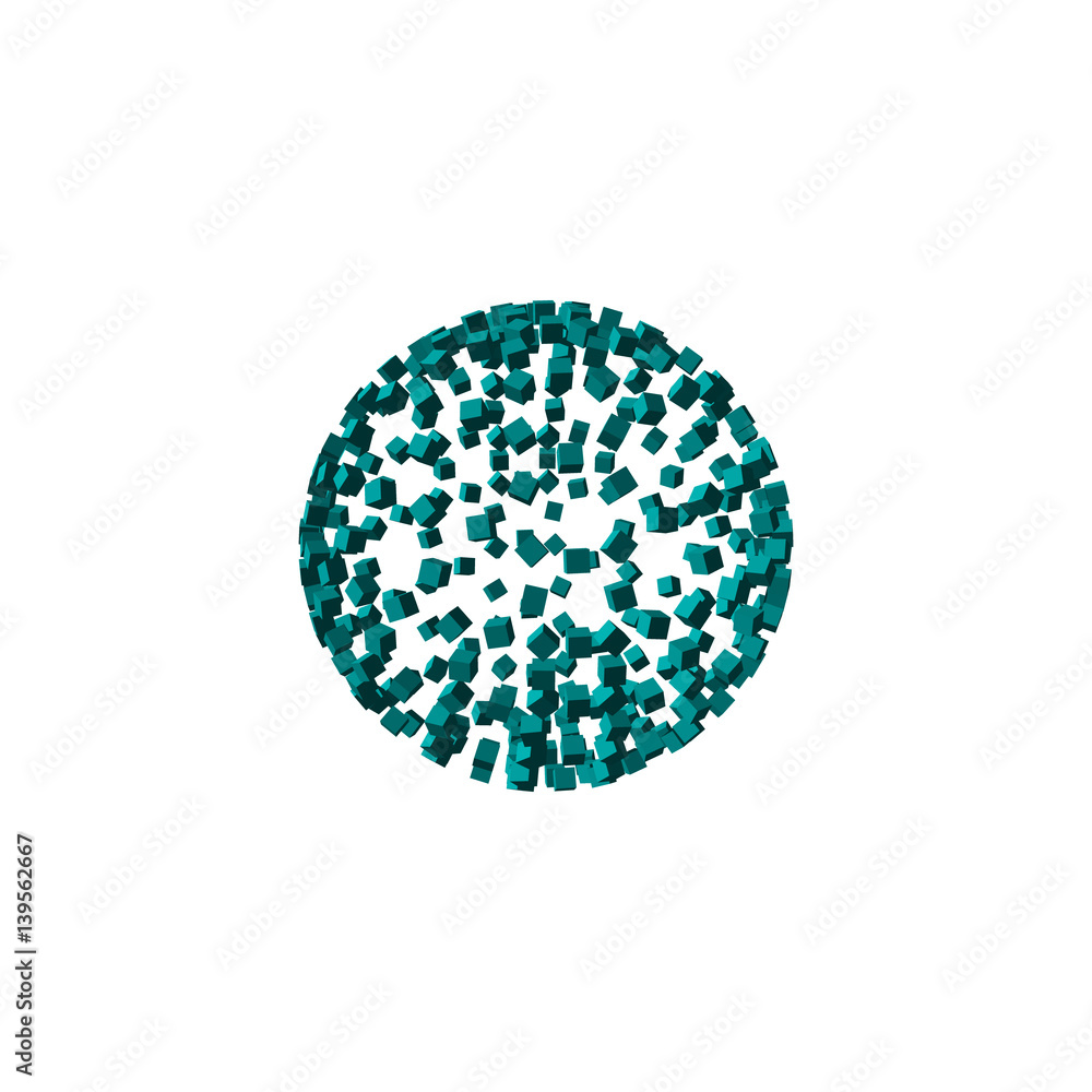 3d Sphere from particles. Isolated on white background.Vector illustration. 3d Sphere from particles. Isolated on white background.Vector illustration.