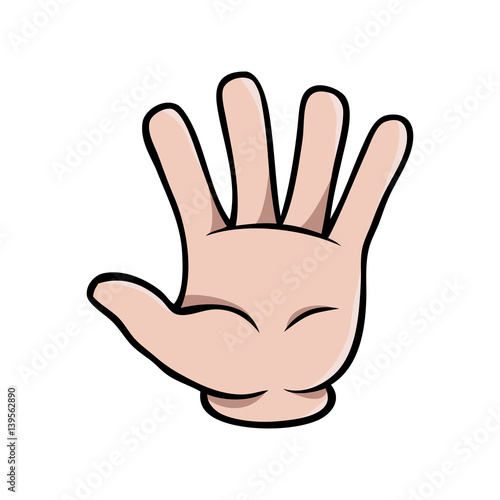 Human cartoon hand showing five fingers