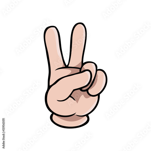 Human cartoon hand showing two fingers