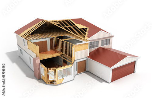 build House Three-dimensional image 3d render on white background