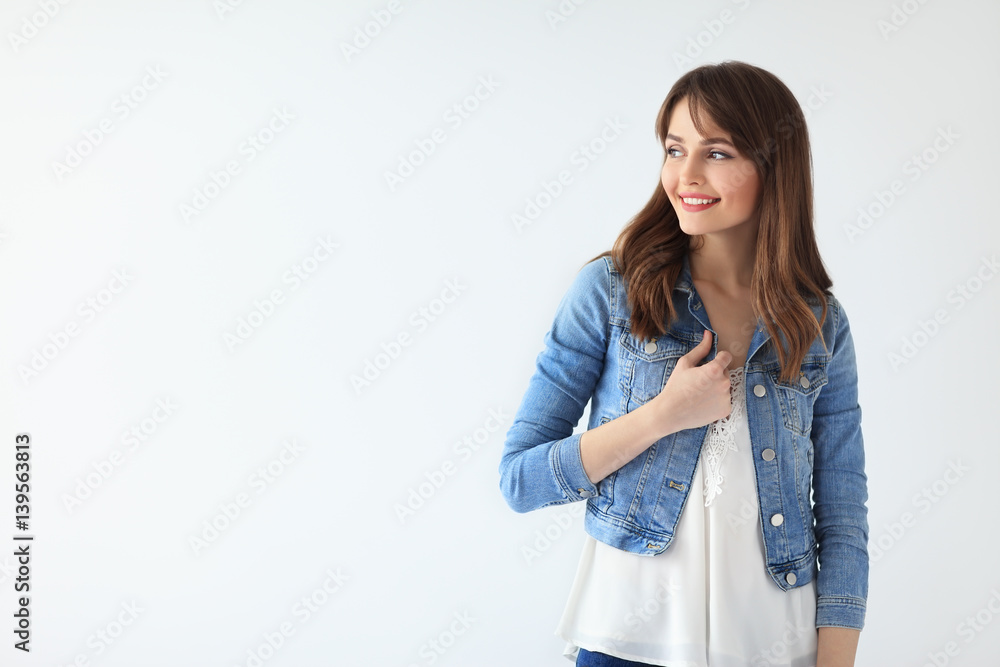 Happy beautiful woman portrait on white background Happy beautiful woman portrait on white background