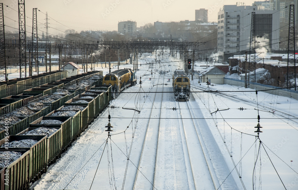 Naklejka premium intermediate station for freight trains