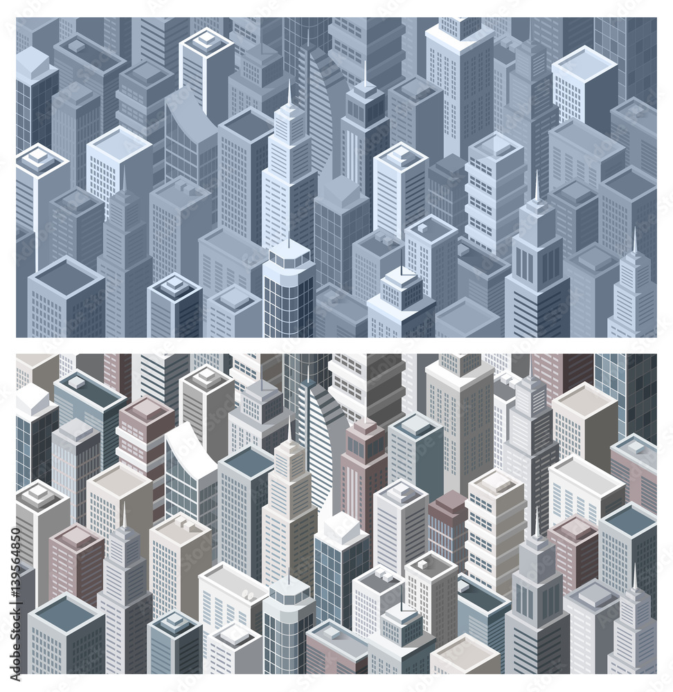 Fototapeta premium Contemporary city with isometric buildings
