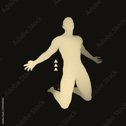 3D Model of Man. Man who prays. Concept for Religion. Vector Illustration.