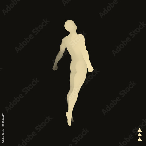 Jumping Man. 3D Model of Man. Human Body. Sport Symbol. photo