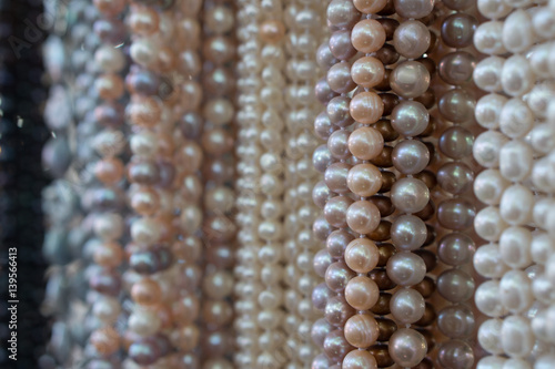 Multicolored pearl beads on the market