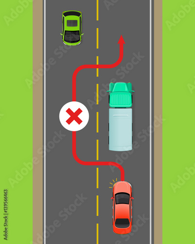 Lorry Overtaking Ban Flat Vector Diagram