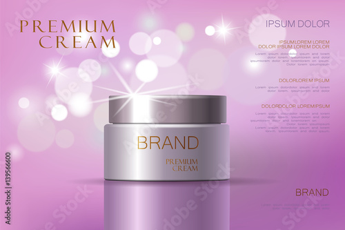 Facial cream glass jar realistic vector illustration