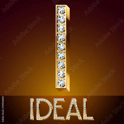 Vector chic font luxury brilliant. Gold letter I
