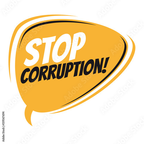 stop corruption retro speech balloon