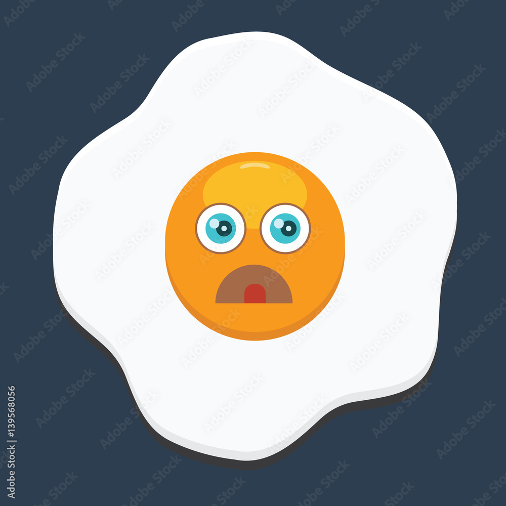 Fried egg with emoji. Flat and solid color design. Stock Vector Adobe