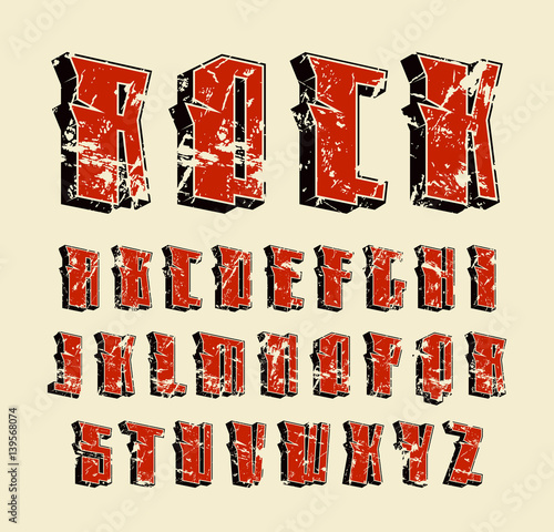 Decorative sanserif font in hard rock style