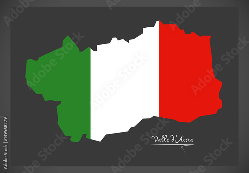 Valle d Aosta map with Italian national flag illustration