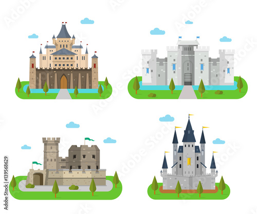 Medieval castles, fortresses, forts and bastions in the flat sty