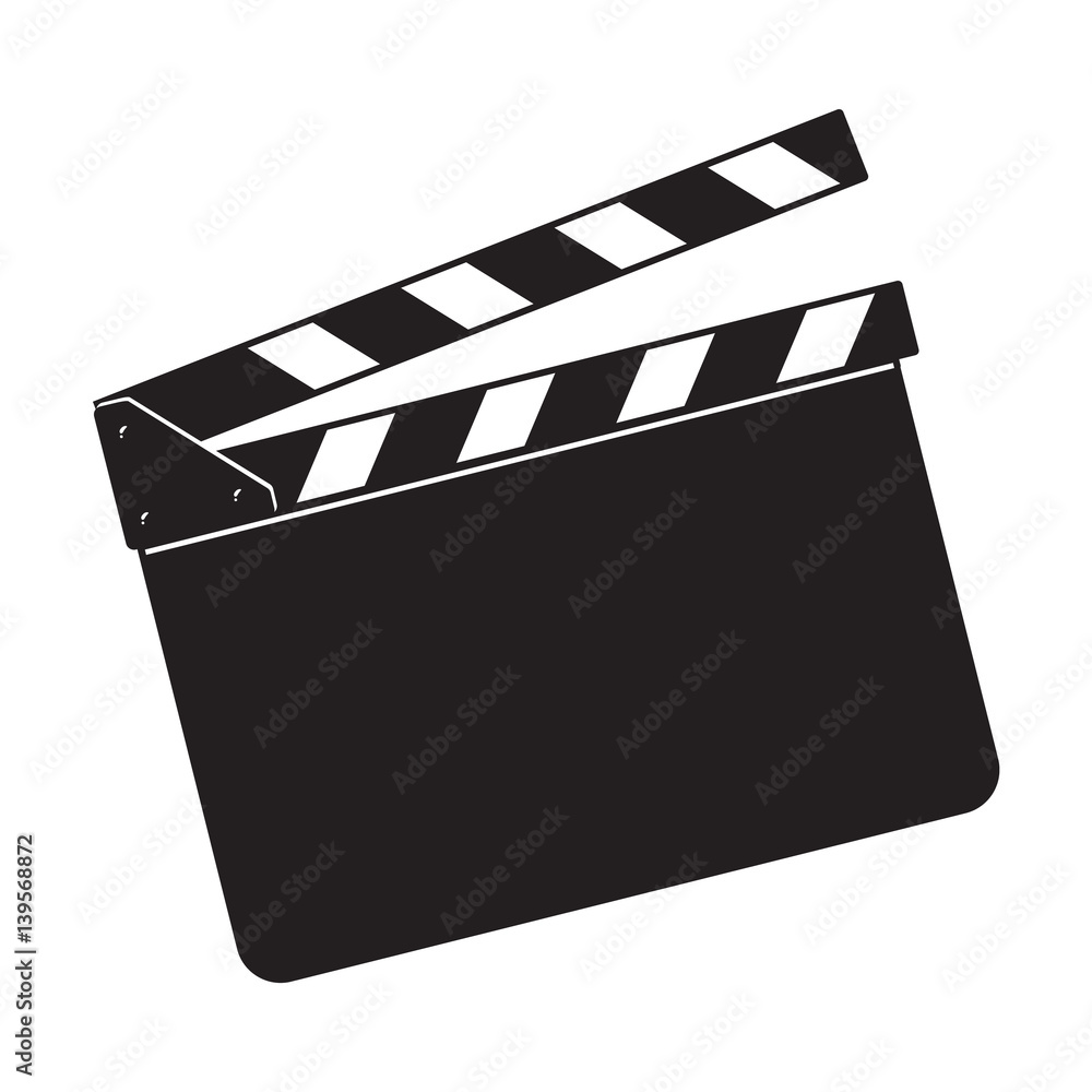 Blank cinema production black clapper board, sketch style vector illustration isolated on white background. Classical traditional cinema, motion picture production clapperboard, clapper board