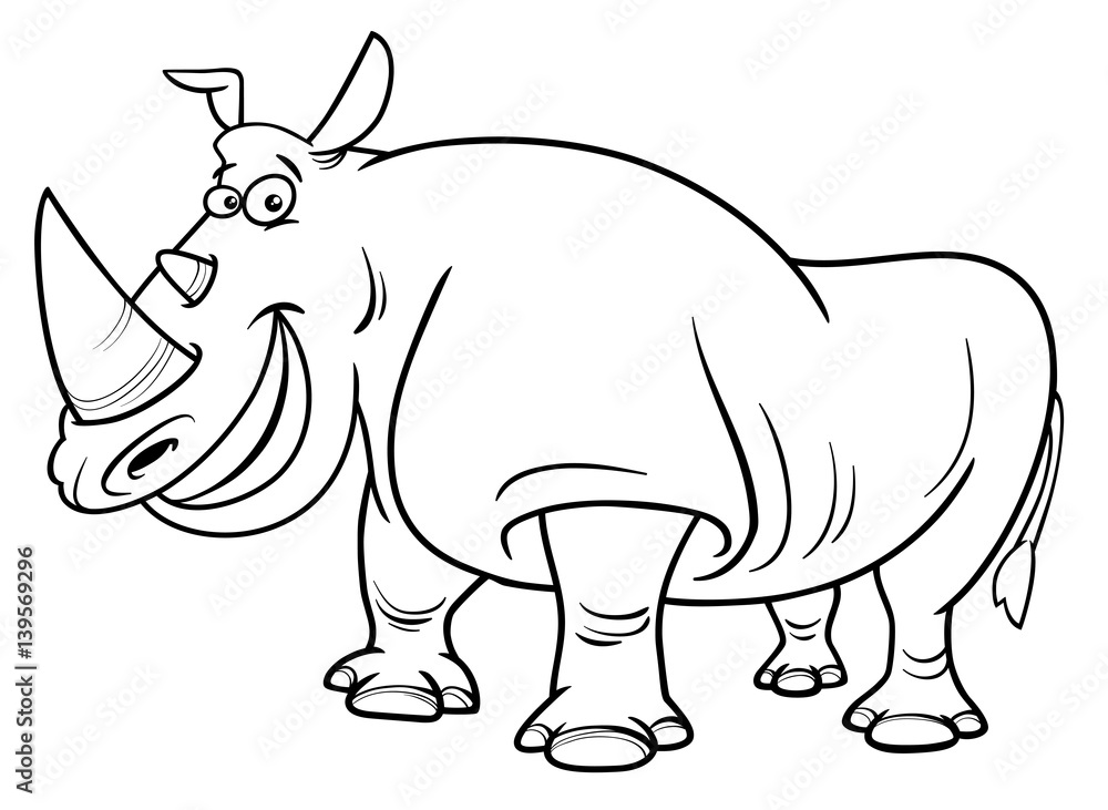 rhinoceros character coloring page