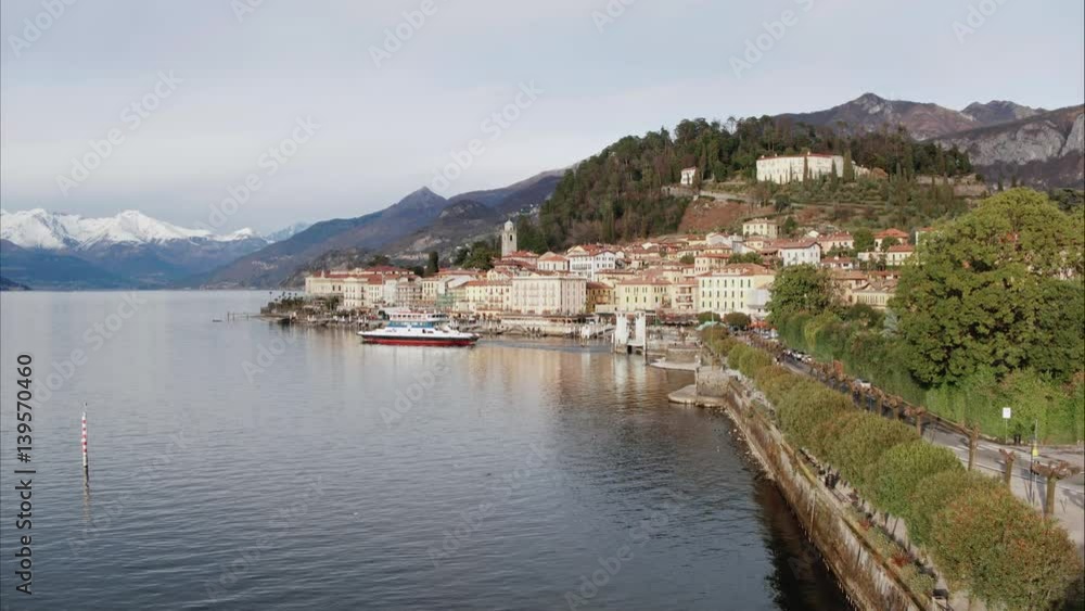 4k aerial over Bellagio town, lake Como, Lombardy, Italy 4k aerial over Bellagio town, lake Como, Lombardy, Italy
