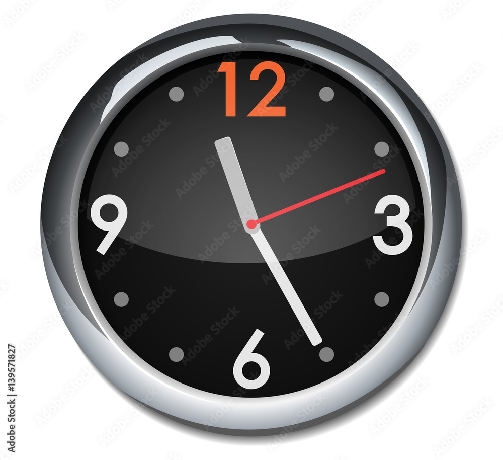 Round wall clock in a metal case Round wall clock in a metal case
