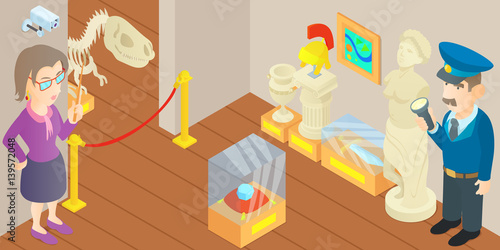 Museum concept, cartoon style