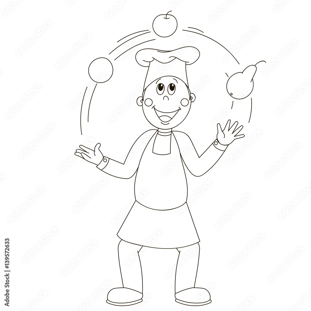 Cook in an apron and cap. Cook in an apron and cap.
