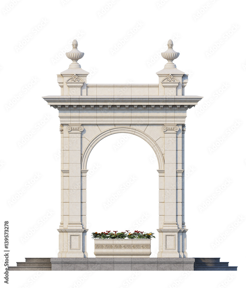 Fototapeta premium arcade from a white stone in classic style. 3d render