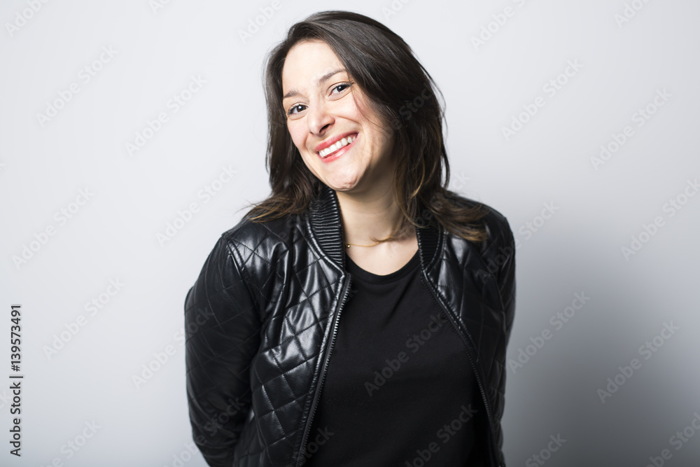 Beautiful portrait isolated on white of woman wearing with black clothes Beautiful portrait isolated on white of woman wearing with black clothes