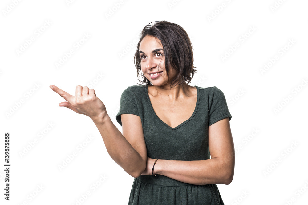 bright brunette girl isolated on a white background bright brunette girl isolated on a white background