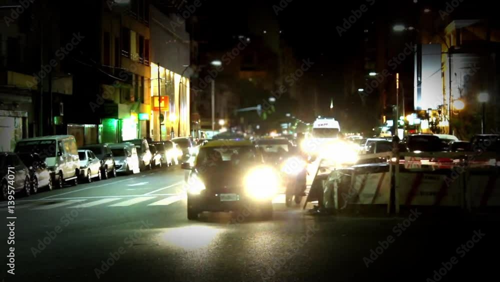 Nighttime Time-Lapse of Heavy Traffic at Córdoba and Israel State Avenues, Buenos Aires, Argentina Nighttime Time-Lapse of Heavy Traffic at Córdoba and Israel State Avenues, Buenos Aires, Argentina