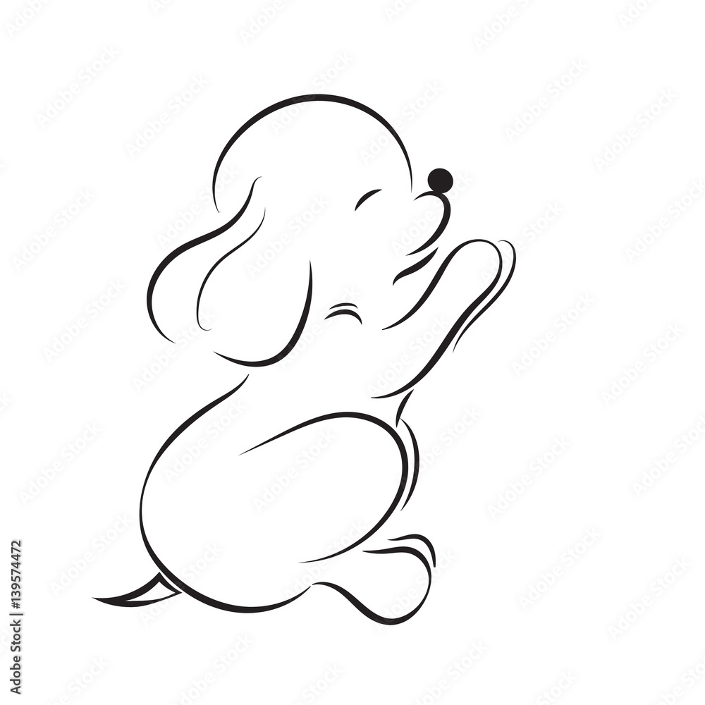 Vector image of a little puppy on white background Vector image of a little puppy on white background