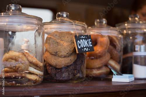 Vászonkép Organic cookie jars sold by a food truck