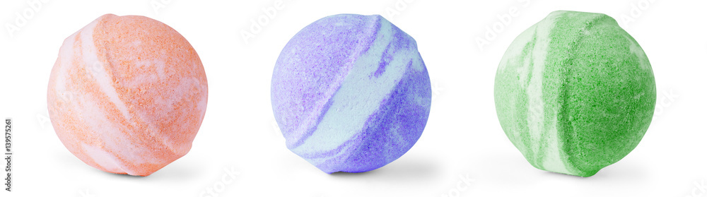 Single bath bomb, isolated on the white set Single bath bomb, isolated on the white set