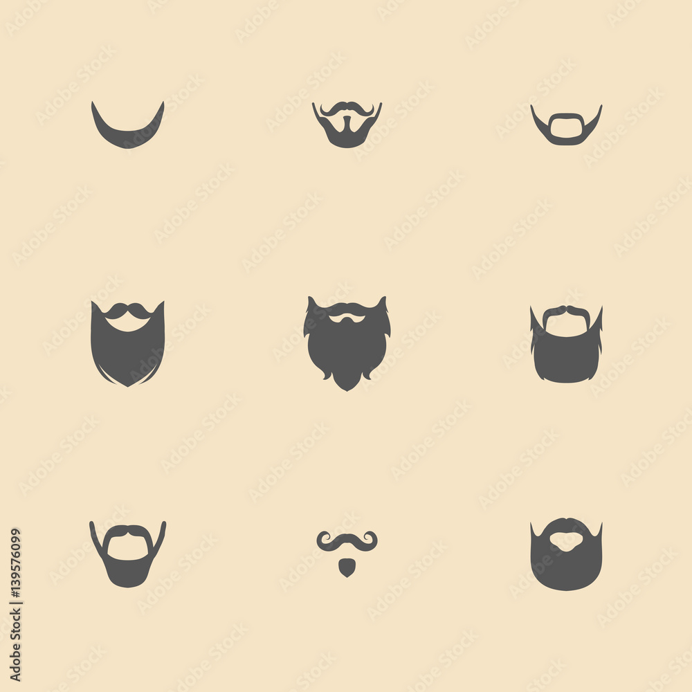 Big vector set of different men beard, mustache in trendy flat style. Big vector set of different men beard, mustache in trendy flat style.