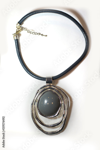 Necklace metal glass plastic ethnic