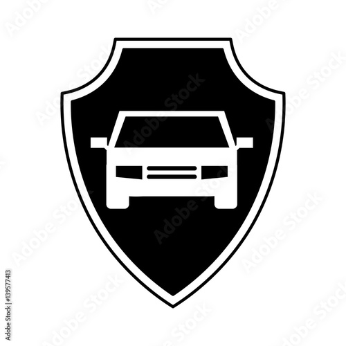 shield insurance with car isolated icon vector illustration design