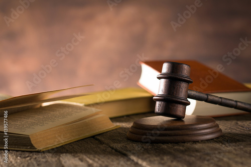  hammer judge, law theme, mallet of the judge, wooden desk, books, 