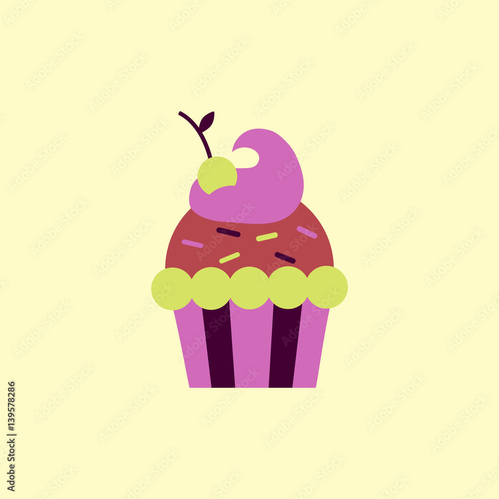 Cherry Cupcake vector icon Cherry Cupcake vector icon