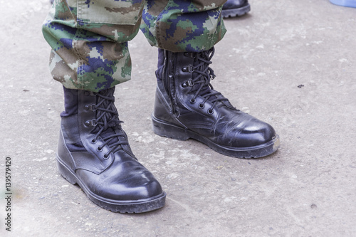 black combat boots military royal thai navy