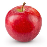 Red apple isolated on white background. Fresh raw organic fruit.