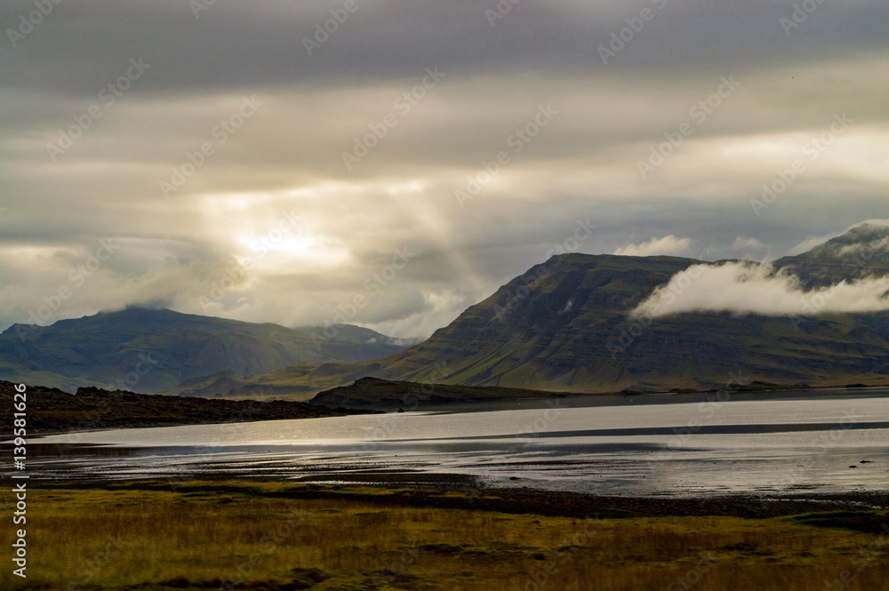 Sunbeam's Peaking Through Low Cloud in Iceland Sunbeam's Peaking Through Low Cloud in Iceland