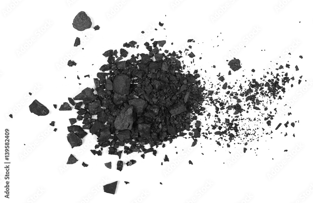 pile black coal isolated on white background 