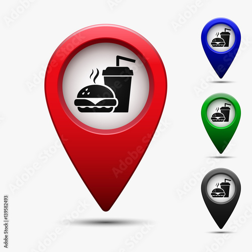 Fast food on pin map pointer vector illustration. Free Download Fast food on pin map pointer vector illustration. - GFXLoad