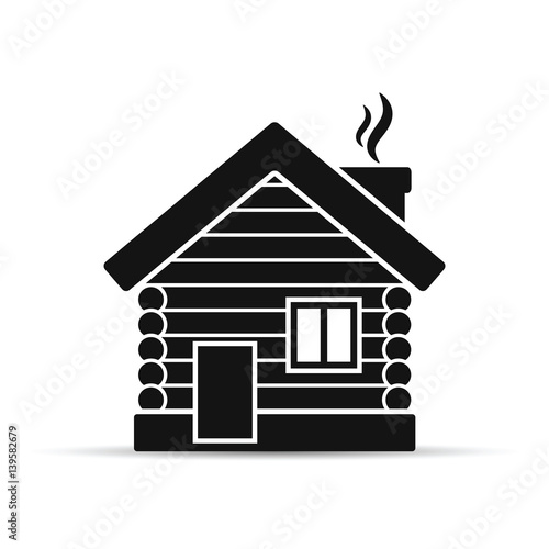 Wooden house flat icon. Timbered and wood home illustration. Rural or country home sign. Vector illustration.