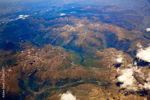 Aerial view of Pyrenees mountains photo